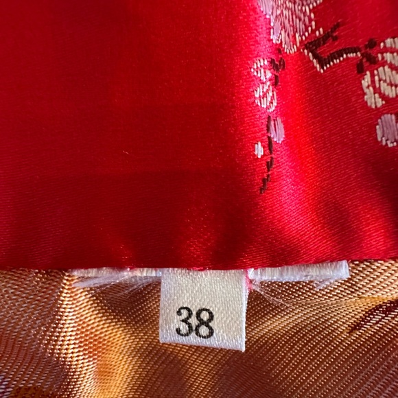 Chinese Silk Red Floral Maxi Dress - Picture 6 of 7